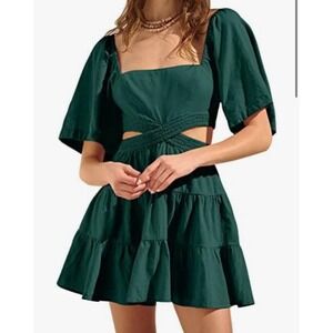 Wimsihal Criss Cross Dress‎ Womens Cut Outs Cross Green New Size XS